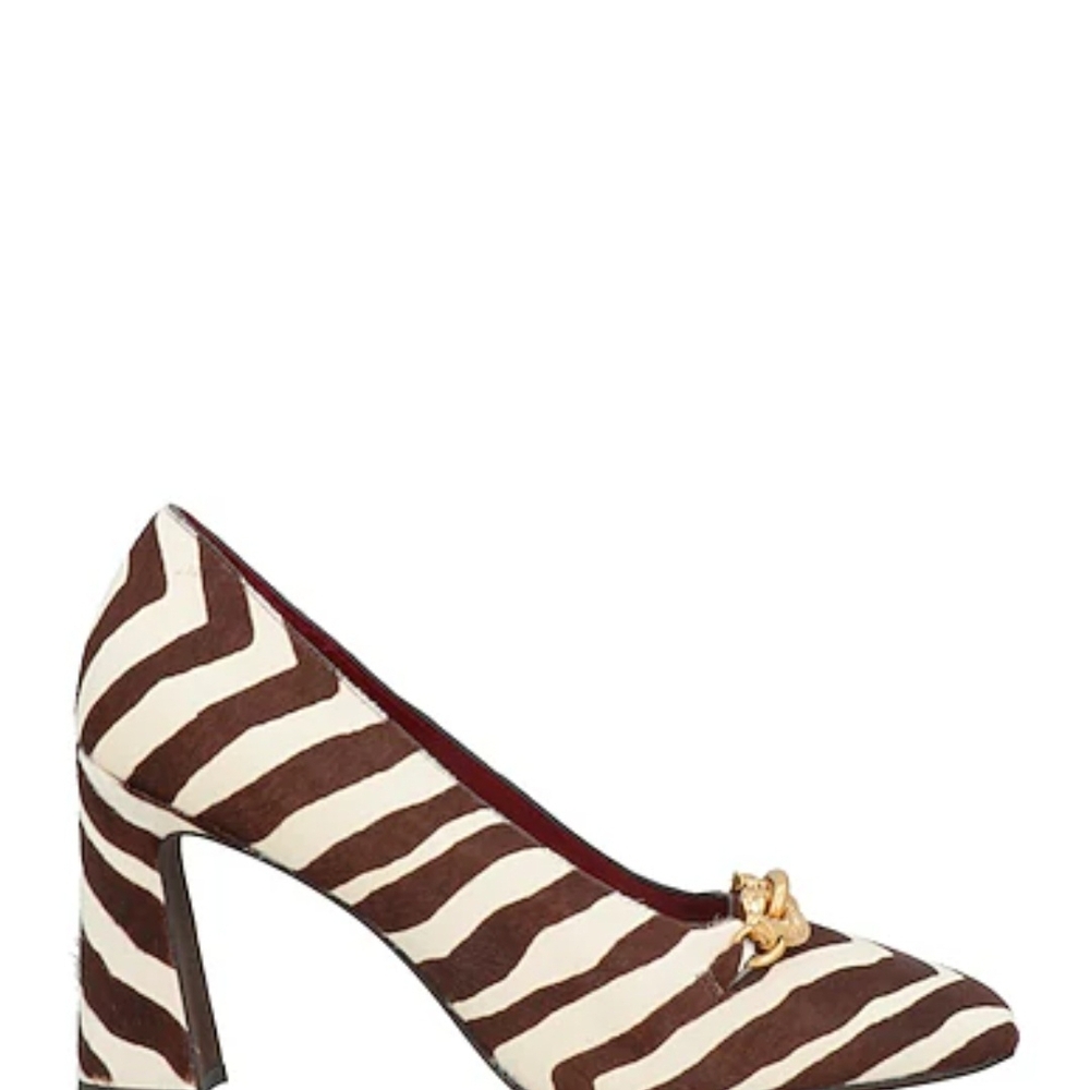 Tory Burch Zebra Print Heels in Brown and Cream